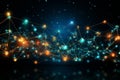 Abstract blue background with interweaving dots and lines, network connection structure