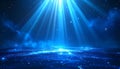 Blue Light Rays Shining Down On Sparkling Surface abstract background Royalty Free Stock Photo