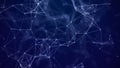 Abstract blue background with moving dots and lines. The structure of network connections. 3D rendering