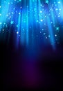 Abstract Blue Background with Neon Shine. Falling Magic Snowflakes. Vector Illustration for New Year and Christmas