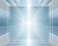 an abstract blue background with rays and a square frame Royalty Free Stock Photo