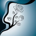 Abstract blue background with roses