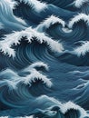 abstract blue background with smooth lines and waves. 3d rendering.Seamless pattern with blue sea waves. Royalty Free Stock Photo