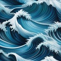 abstract blue background with smooth lines and waves. 3d rendering.Seamless pattern with blue sea waves. Royalty Free Stock Photo