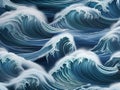 abstract blue background with smooth lines and waves. 3d rendering.Seamless pattern with blue sea waves. Royalty Free Stock Photo