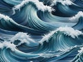 abstract blue background with smooth lines and waves. 3d rendering.Seamless pattern with blue sea waves. Royalty Free Stock Photo