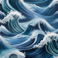 abstract blue background with smooth lines and waves. 3d rendering.Seamless pattern with blue sea waves. Royalty Free Stock Photo