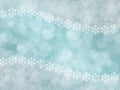 Abstract blue background with snowflakes and boke