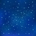 Abstract Blue background with sparkling twinkling stars. Cosmic shiny galaxy sky