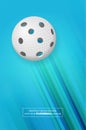 Abstract blue background with stripes and floorball ball