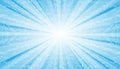 Abstract blue background with sun ray. Summer retro vector illustration Royalty Free Stock Photo