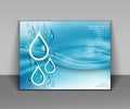 Abstract blue background with water drops, template for design Royalty Free Stock Photo