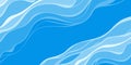 Abstract Blue Background with Water Waves drawn in Cartoon Flat Style. Royalty Free Stock Photo