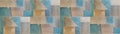 Abstract blue beige colorful geometric cement stone tile mirror wall or floor, tiles texture background banner panorama Royalty Free Stock Photo