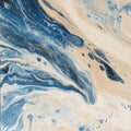 Abstract blue and beige fluid art with swirling patterns