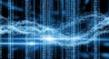 Abstract Blue Binary Code Data Stream with Network Connections Royalty Free Stock Photo