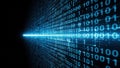 Abstract blue binary code stream flowing into darkness Royalty Free Stock Photo