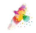Abstract blue bird made of colored dots. hand drawing. Not AI, Vector illustration Royalty Free Stock Photo