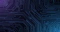 Abstract blue and black circuit board pattern with glowing lines and binary code Royalty Free Stock Photo