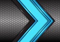 Abstract blue black line arrow on hexagon mesh light design modern futuristic background vector Royalty Free Stock Photo