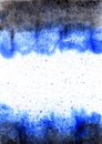Abstract blue and black splash brush watercolor. Royalty Free Stock Photo
