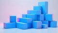 Abstract Blue Blocks Minimalist Composition: A 3D Render of Stacked Cubes in a Modern Style Royalty Free Stock Photo