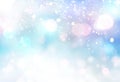 Abstract blue blurred winter holiday background.Glowing lights christmas backdrop.Snowy defocused illustration empty space Royalty Free Stock Photo