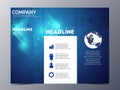 Abstract blue brochure design template vector tri-fold Royalty Free Stock Photo