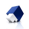 Abstract blue business symbol with 3 cubes