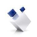 Abstract blue business symbol with 3 cubes