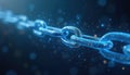 Abstract blue chain links connect in digital space. Secure data transfer graphic. Futuristic web security concept. Network Royalty Free Stock Photo
