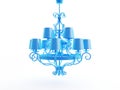 An abstract blue chandelier