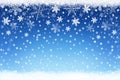 Abstract blue Christmas snow landscape background with snowflakes Royalty Free Stock Photo