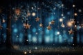 Abstract Blue Christmas Tree with Glittering Stars, Bokeh Background, and Sparkling Fir Branches Royalty Free Stock Photo