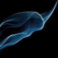 Abstract blue cigarette smoke shape on black