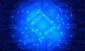 Abstract blue circuit board technology connected lines electronics elements computer motherboard chip processor semiconductor