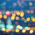 abstract blue circular bokeh background, city lights, instagram toned effect, closeup Royalty Free Stock Photo