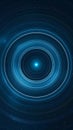 Abstract Blue Circular Digital Light Pattern with Glowing Center and Dark Background Royalty Free Stock Photo