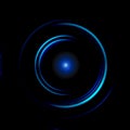 Abstract blue circural with eye reflections on black background