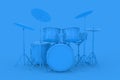 Abstract Blue Clay Style Professional Rock Black Drum Kit. 3d Re
