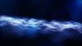 Abstract blue color digital particles wave with dust and light background Royalty Free Stock Photo