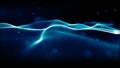 Abstract blue color digital particles wave with dust and light background Royalty Free Stock Photo