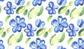 Abstract blue color floral seamless pattern. Royalty Free Stock Photo