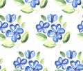 Abstract blue color floral seamless pattern. Royalty Free Stock Photo