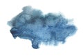 Abstract blue color  watercolor and ink blot painted background. Texture paper.  Isolated on white Royalty Free Stock Photo