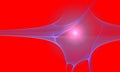 Abstract blue colorful viscous element on bright red background.