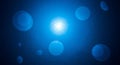 Abstract Blue Cosmic Scene with Glowing Center and Floating Orbs space nebula Royalty Free Stock Photo