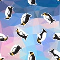 Abstract blue crystal ice background with penguin. seamless pattern, use as a surface texture Royalty Free Stock Photo