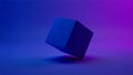 Abstract Blue Cube with Gradient Background Royalty Free Stock Photo