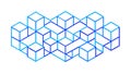Abstract Blue Cube Network for Blockchain and Tech, vector design Generative AI Royalty Free Stock Photo